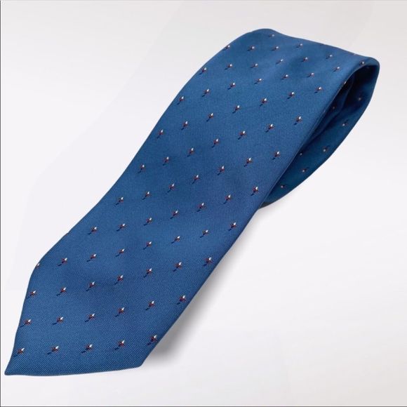 VINTAGE LEO CHEVALIER | Blue Polyester Tie - Picture 1 of 5